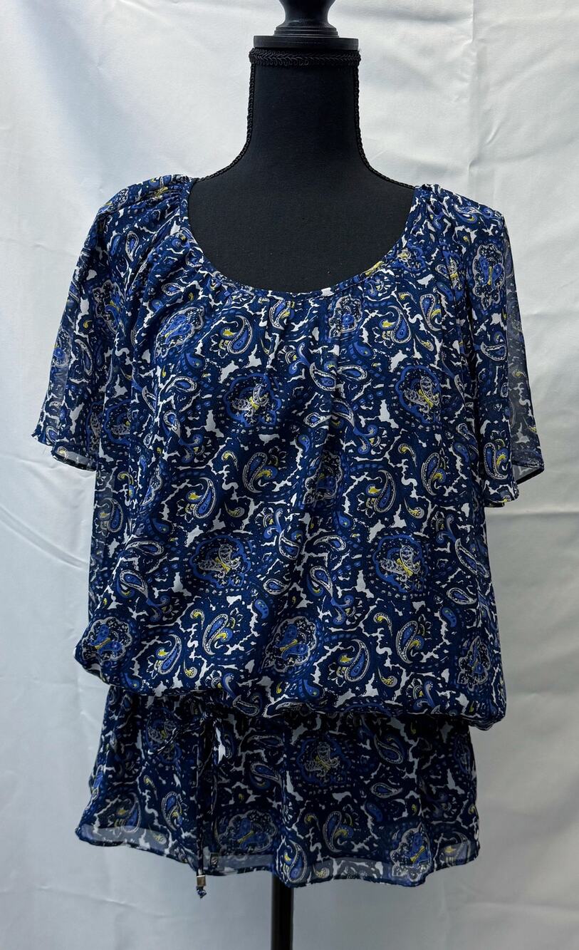 Womens Michael Kors Paisley Print Chiffon Tunic Top Size XL Flowy Church Brunch
